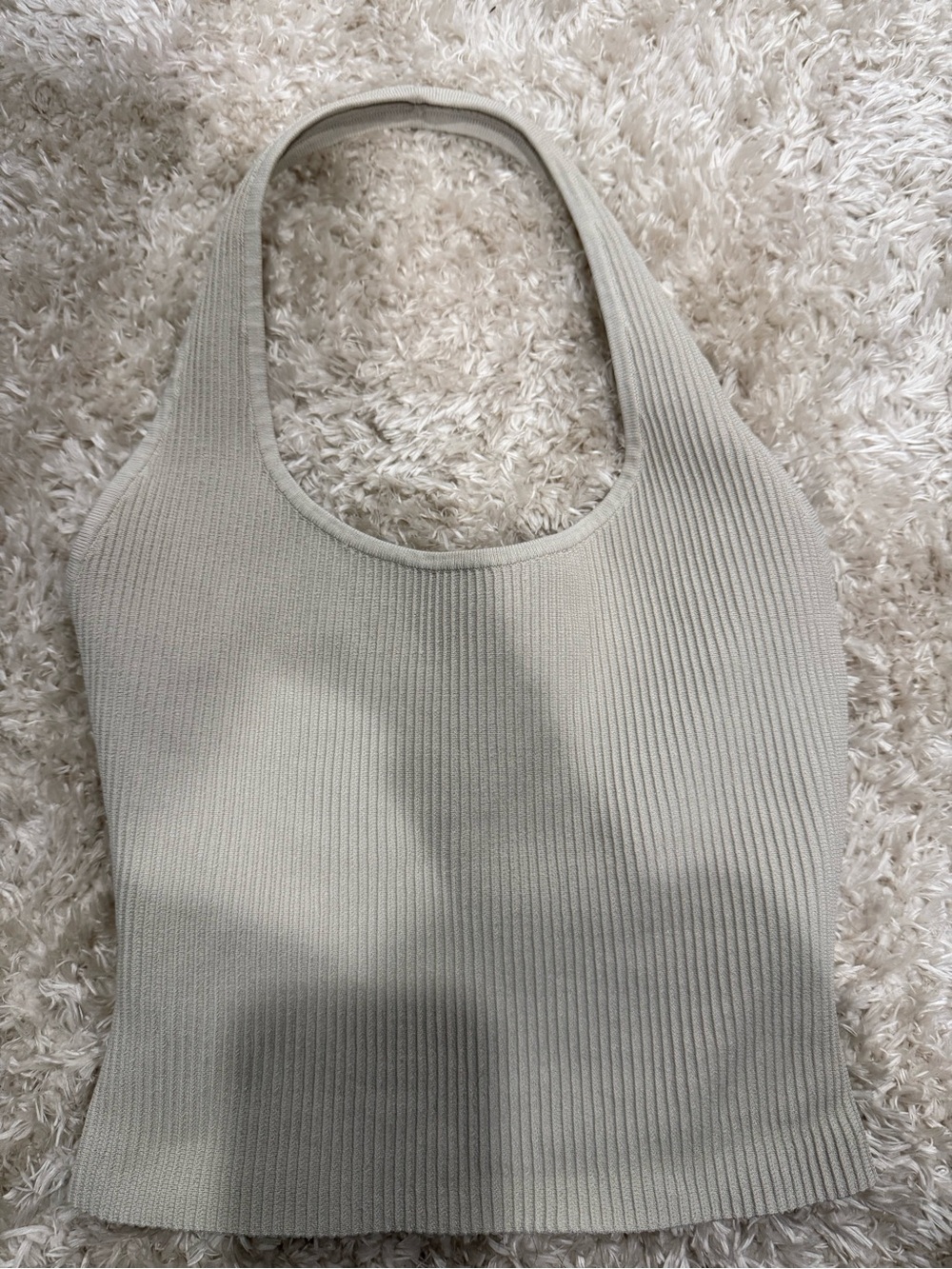Babaton Ribbed Halter Tank in Light Taupe